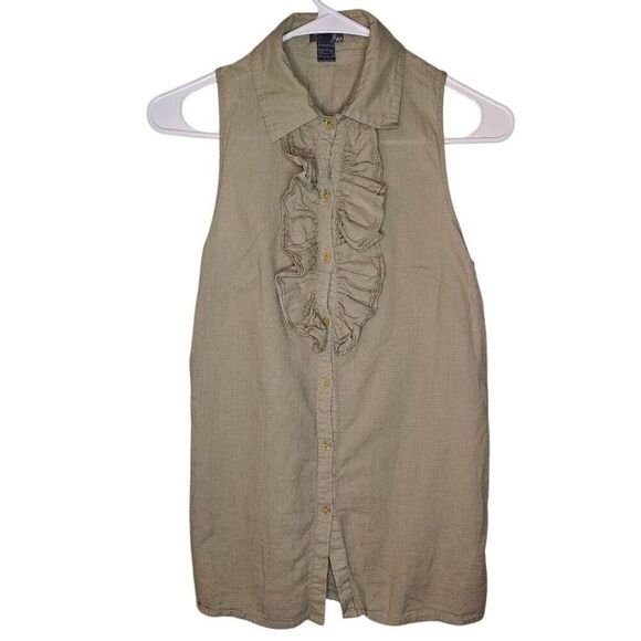 Poetry Clothing Y2K Sleeveless Button Front Ruffle Blouse - Picture 1 of 8